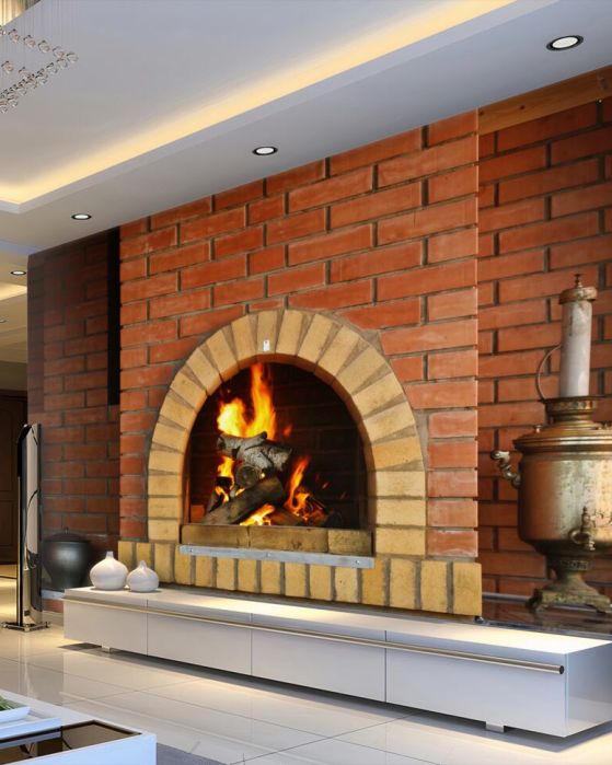 Open haarden fotobehang